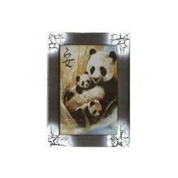 Картина Фен-Шуй Животные 14х19см 071 Панда с малышами, узкая черно-белая рама SH