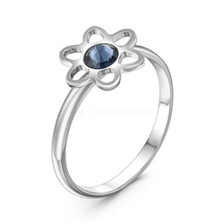 Кольцо из серебра с кристаллом премиум Австрия цв. Синий родированное рк-141052р