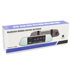 Автомобильный видеорегистратор зеркало MEGA L1029 + камера (черный)