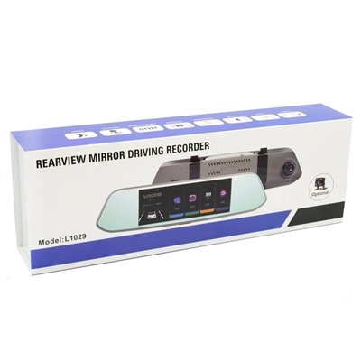 Автомобильный видеорегистратор зеркало MEGA L1029 + камера (черный)