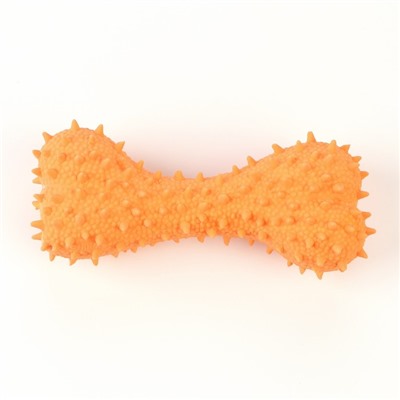 Игрушка пищащая для собак из латекса "Кость изогнутая", 14 см, оранжевая