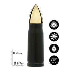 Термос-пуля "Мастер К. Пуля", 450 мл, 7 х 7 х 28 см, чёрный