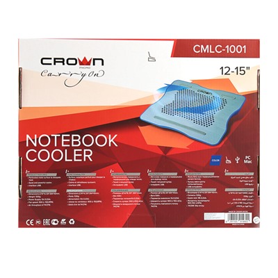 Подставка для ноутбука CROWN CMLC-1001 silver&blue, до 15,6.