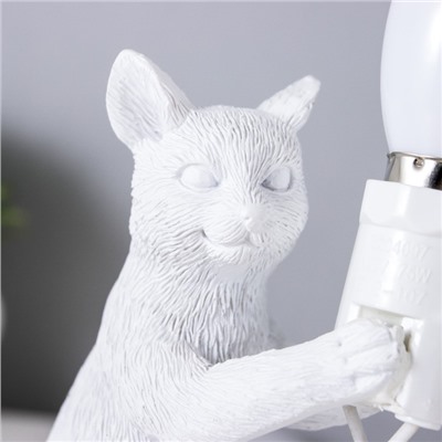 Настольная лампа "Котик" E12 40Вт белый 11х6х12 см