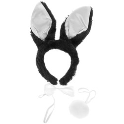 Карнавальный набор «Зайчик», 3 предмета: ободок, хвостик, бабочка, цвет черно-белый
