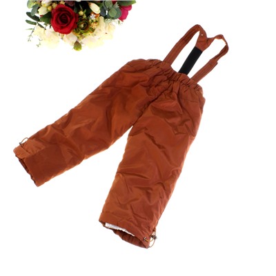 Рост 76-80. Утепленные детские штаны на подтяжках с подкладкой из полиэстера Federlix цвета красного дерева.