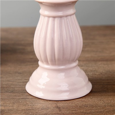 Подсвечник керамика на 1 свечу "Античная колонна" розовый 14,5х6,7х6,7 см