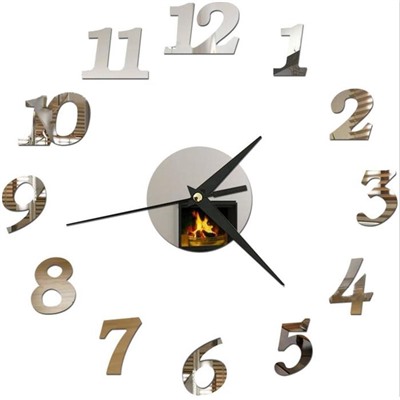 Часы - наклейка "Ясмина", d= 45 см, сек. стрелка 13 см, цифра 7.5 х 5 см, серебро