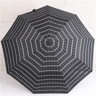 Зонт полуавтоматический «Клетка», 3 сложения, 9 спиц, R = 50 см, цвет МИКС