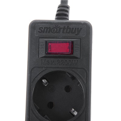 Сетевой фильтр Smartbuy One, 5,0 м, 5 розеток, 10 А, 2200 Вт, черный