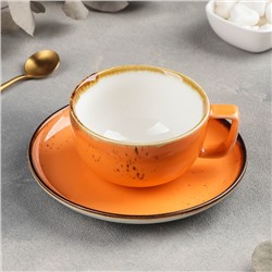 Чайная пара Magistro «Церера», чашка 250 мл, блюдце d=16,3 см, цвет оранжевый