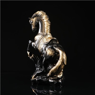 Статуэтка "Конь на дыбах", чёрная, гипс, 18х34х37 см