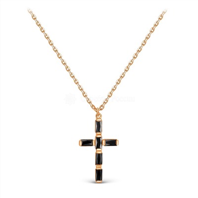 Колье крест из золочёного серебра с фианитами 441-10-409з216