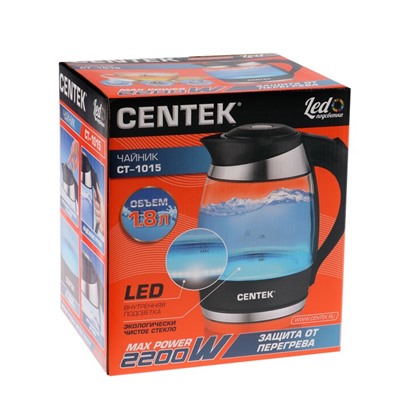 Чайник электрический Centek CT-1015,2200 Вт, 1.8 л, черный