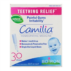 Boiron, Camilia, облегчение боли при прорезывании зубов, 30 жидких доз, 0,034 жидкой унции каждая