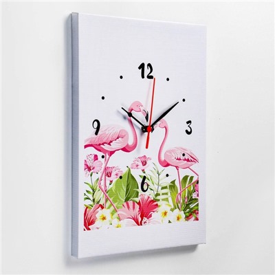 Часы-картина настенные "Фламинго", плавный ход, 30 х 40 см