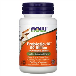 Now Foods, Probiotic-10, 50 млрд, 50 растительных капсул