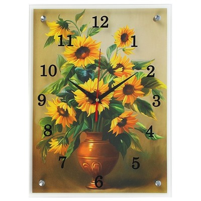 Часы настенные, серия: Цветы, "Желтые цветы в вазе", 30х40  см, микс