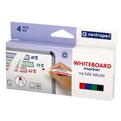 Набор скошенных маркеров для доски, 4 цвета, Centropen 8559, 5.0 мм, картонная упаковка с европодвесом