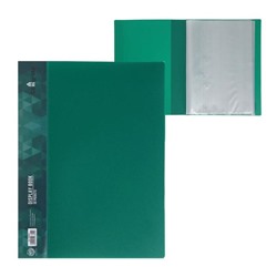 Папка 30 прозр вкладышей А4 15 мм, 600 мкм Сalligrata", карман на корешке, зелёный