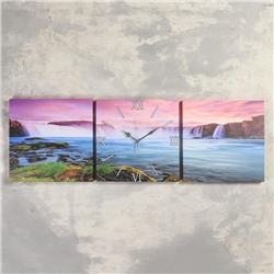 Часы настенные модульные «Водопады», 35 × 110 см