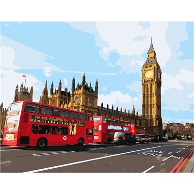 Картина по номерам 40х50 - Автобусы Лондона