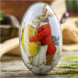 Шкатулка металл яйцо "Пасхальный кролик" 11,3х6,7х6 см