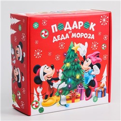 Коробка подарочная складная "С Новым Годом! Подарок деда Мороза", Микки Маус, 24.5 × 24.5 × 9.5 см