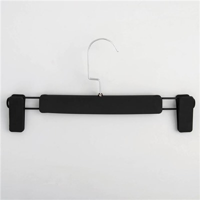 Вешалка для брюк и юбок с зажимами, 31×15 см, покрытие soft-touch, цвет чёрный