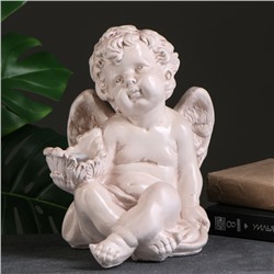Подсвечник "Ангел сидя в руке" 26х21х30 см состаренный, для свечи d=6 см