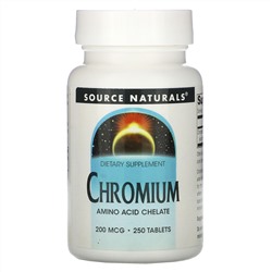 Source Naturals, Хром, 200 мкг, 250 таблеток