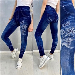 Леггинсы женские с джинсовым принтом арт. 883250