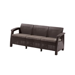 Диван Corfu Love Seat Max, 3-местный, 180 × 70 × 80 см, искусственный ротанг, коричневый