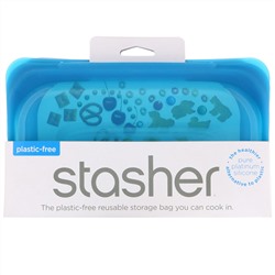 Stasher, Многоразовый силиконовый контейнер для еды, удобный размер для перекусов, маленький, синий, 293,5 мл (9,9 жидк. унции)