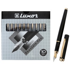 Ручка перьевая Luxor Marvel, линия 0.8 мм, чернила синие, корпус черный/золото