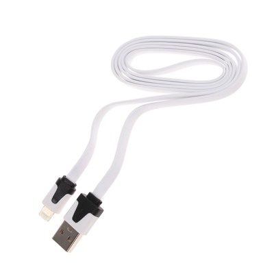 Кабель CODE, Lightning - USB,  1 А, 1 м, плоский, белый