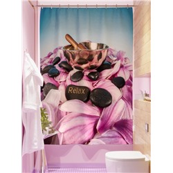 Фотоштора для ванной Релакс и розовые лепестки