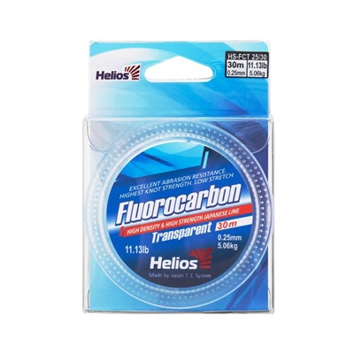 Леска флюорокарбон Helios Fluorocarbon 0,25мм 30м Transparent HS-FCT 25/30
