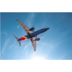 3D Фотообои «Синий самолет на взлете»