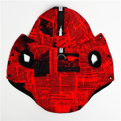 Куртка для собак "Газета", размер S (ДС 25, ОШ 28, ОГ 40 см), красно-чёрная