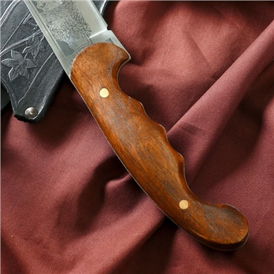 Нож кавказский, туристический "Печенег" с ножнами, сталь - 40х13, вощеный орех, 14 см