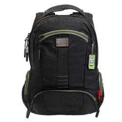 Рюкзак молодёжный, Merlin, 43 x 33 x 13 см, эргономичная спинка, чёрный/зелёный