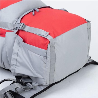 Рюкзак туристический, 80 л, отдел на стяжке, 2 наружных кармана, 2 боковых кармана, цвет серый/красный