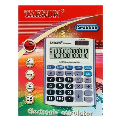Калькулятор настольный, 12-разрядный, 3855B, двойное питание