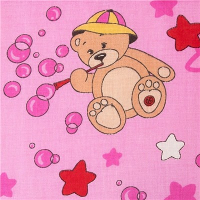 Бортик с рюшей "Медвежата", 4 части (2: 0,3*0,6м, 2: 0,3*1,2м), цвет розовый 552