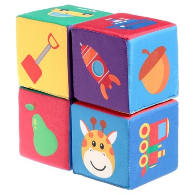 Игрушка мягконабивная «Кубики: Предметы», 4шт, 10 × 10 см
