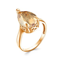 Кольцо из золочёного серебра с кристаллом премиум Австрия Золотая тень 0002кз-001GSHA