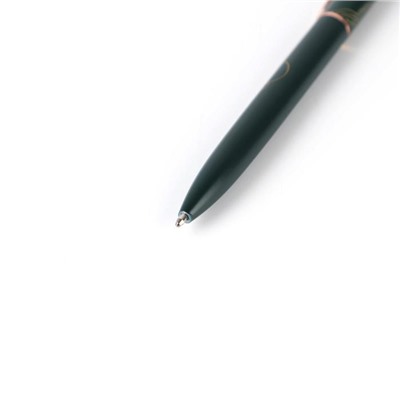 Подарочная ручка «Золотому учителю», матовая, металл, цвет темно-зеленый, синяя паста