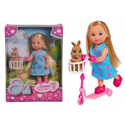 Кукла EVI 5733338 на самокате с кроликом