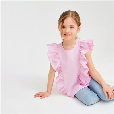 Блузка для девочки MINAKU: Cotton Collection цвет светло-сиреневый, рост 134